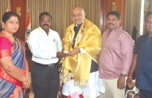 மகாராஷ்டிரா மாநில ஆளுநர் சி.பி.இராதாகிருஷ்ணனுடன் இந்தியப் பேனாநண்பர் பேரவைத் தலைவர் மா.கருண் சந்திப்பு